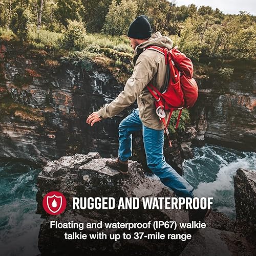 Cobra ACXT1035R FLT Floating and Waterproof Walkie Talkies for Adults & Compatible Cobra Surveillance Headset: Rechargeable, 22 Channels, Long-Range, 2 Two-Way Radios, 2 Headsets, Black/Orange Black Walkie Talkie + Headset (2 pc)