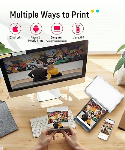 Liene 4x6'' Photo Printer, Wi-Fi Picture Printer, 20 Sheets, Full-Color Photo, Instant Photo Printer for iPhone, Android, Smartphone, Thermal dye Sublimation, Portable Photo Printer for Home Use Printer/20 Sheets
