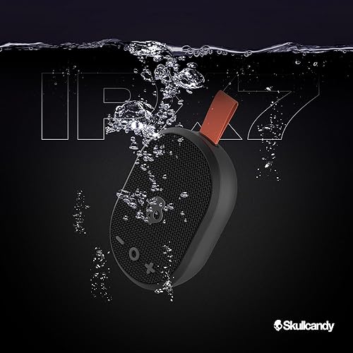 Skullcandy Ounce Wireless Bluetooth Speaker - IPX7 Waterproof Mini Portable Speaker with 16 Hour Battery, Downward Firing Passive Radiator, and Ballistic Nylon Carry Strap Black