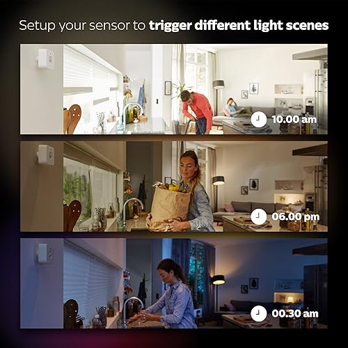 Philips Hue Indoor Motion Sensor for Smart Lights (Requires Hue Hub) Installation-Free, Smart Home, Smart Lighting, Exclusively for Philips Hue Smart Bulbs Sensor Only (New Version)
