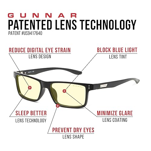 Gunnar - Blue Light Reading Glasses - Blocks 65% Blue Light - Vertex +1.5 Power Onyx, Amber Tint