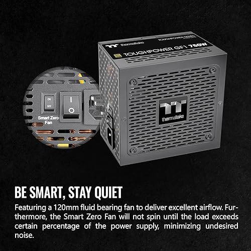 Thermaltake GF1 (2024) Fully Modular ATX 750W Power Supply - 80 Plus Gold - Ultra Quiet - Zero RPM, PS-TPD-0750FNFAGU-P