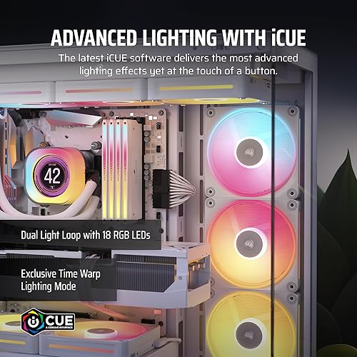CORSAIR iCUE Link LX140-R RGB 140mm PWM Reverse Fans – Dual Fan Kit – Low-Noise, CORSAIR Magnetic Dome Bearing, Dual Light Loops, CORSAIR QuikTurn™ Screws, Zero RPM Mode – White 2 x 140mm White