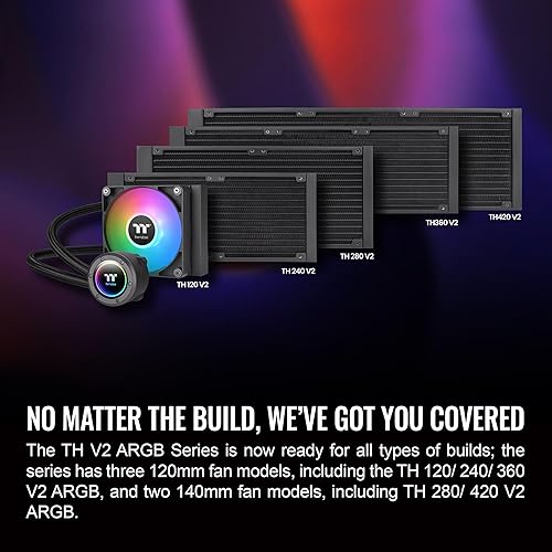 Thermaltake TH120 ARGB Sync V2 CPU Liquid Cooler/AlO Liquid Cooling/Fan 120mm*1/PWM 500~2000 RPM/Mirror Waterblock/MB ARGB Sync Control, CL-W360-PL12SW-A ARGB V2 120mm Black