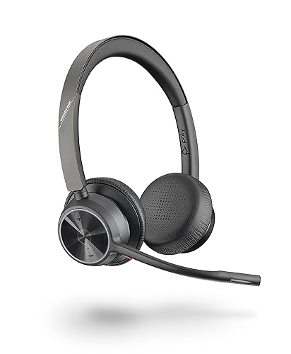 Poly Voyager 4320 UC Wireless Headset (Plantronics) - Stereo Headphones w/Noise-Canceling Boom Mic - Connect PC/Mac/Mobile via Bluetooth - Works w/Teams, Zoom, & More - Amazon Exclusive Headset USB-C