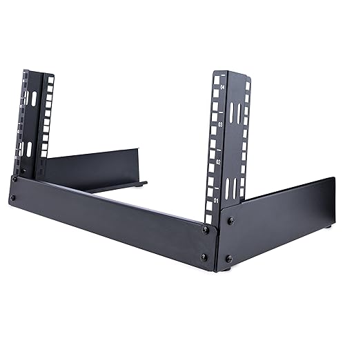 StarTech.com 2-Post 4U Desktop Server Rack, Small Open Frame 19in Computer Rack, Compact Network Rack for AV / Studio / Data / IT Equipment, Free Standing Two-Post Home/Office Rack (RK4OD) 9.3" x 19.7" x 11.5"