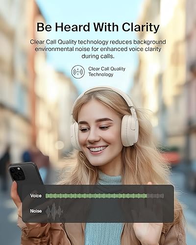 Belkin SoundForm Isolate Bluetooth Over-Ear Headphones - Hybrid Active Noise Cancelling Headphones - Wireless w/ 60H Playtime, Fast Charging & CloudCushion Ear Cups for Travel, Home, or Office - Sand