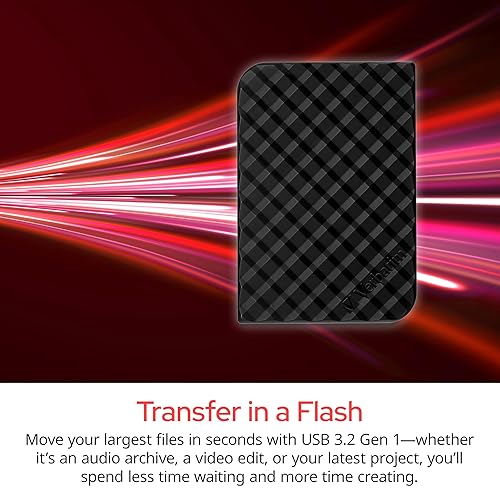 Verbatim 512GB Portable SSD External Hard Drive Store ‘n’ Go USB 3.2 Gen 1 USB-C Adapter Included - External Solid State Drive 512 GB, USB 3.0