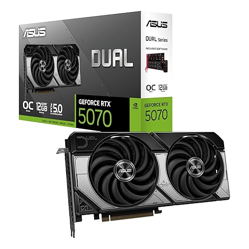 ASUS Dual GeForce RTX™ 5070 12GB GDDR7 OC Edition (PCIe 5.0, 12GB GDDR7, DLSS 4, HDMI 2.1b, DisplayPort 2.1b, Compact Dual-Fan Design, Axial-tech Fan Design, 0dB Technology, and More)