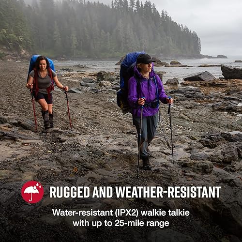 Cobra ACXT345 Weather-Resistant Walkie Talkies for Adults & Compatible Cobra Surveillance Headset: Rechargeable, 22 Channels, Long-Range, 2 Two-Way Radios, 2 Headsets, Black/Orange Walkie Talkie + Headset (2pc) 2-Pack