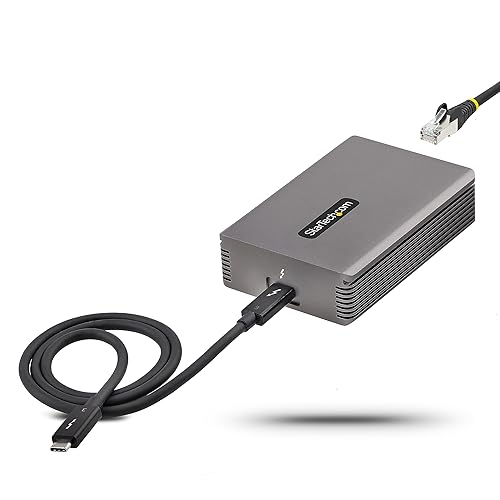 StarTech.com Thunderbolt 3 to Ethernet Adapter, 10GbE, Multi-Gigabit, Thunderbolt 3 to RJ45 Network Adapter, 10GBASE-T/5-2.5GBASE-T NIC, 10G Network Adapter w/ TB3-Certified Cable, Win/Mac (TB310G2)