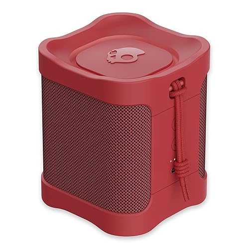 Skullcandy Terrain Mini Wireless Bluetooth Speaker - IPX7 Waterproof Portable Speaker with Dual Custom Passive Radiators, 14 Hour Battery, Nylon Wrist Wrap, & True Wireless Stereo Red