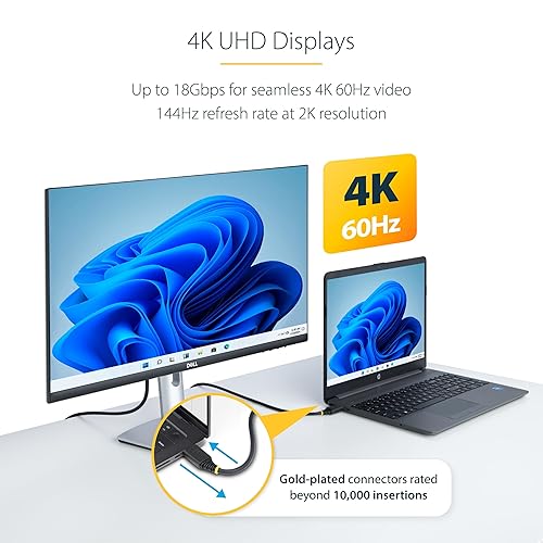 StarTech.com 25ft (7.6m) Premium Certified High Speed HDMI Cable, 4K 60Hz/1440p 144Hz, 18Gbps, UHD HDMI 2.0 Cord, TPE Jacket Black 25 ft/7.6 m