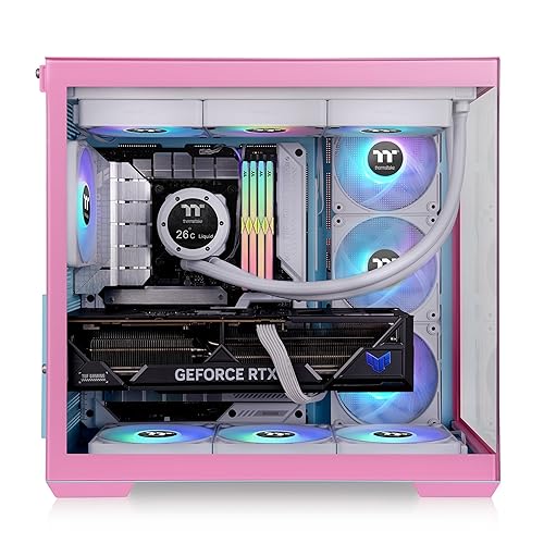 Thermaltake View 380 TG ARGB Mid Tower Chassis; 4x120mm ARGB Lite Fans Included; 360mm Radiator Support; 415mm GPU Clearance; Hidden Connector Support; Bubble Pink; CA-1Z2-00MAWN-00