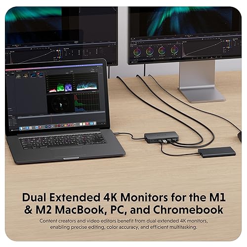 HyperDrive Next Dual 4K HDMI 7 Port USB-C Hub, Portable Travel Essentials and Connectivity Solution for Creators, Video Editors, Photographers, and More