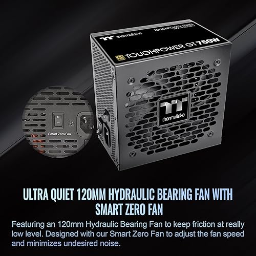 Thermaltake Toughpower GT 750W ATX 3.1 Standard Power Supply; 80 Plus Gold Efficiency; Smart Zero Fan; Native 300W PCIe 5.1 Connector; PS-TPT-0750FNFAGU-3; 5 Year Warranty