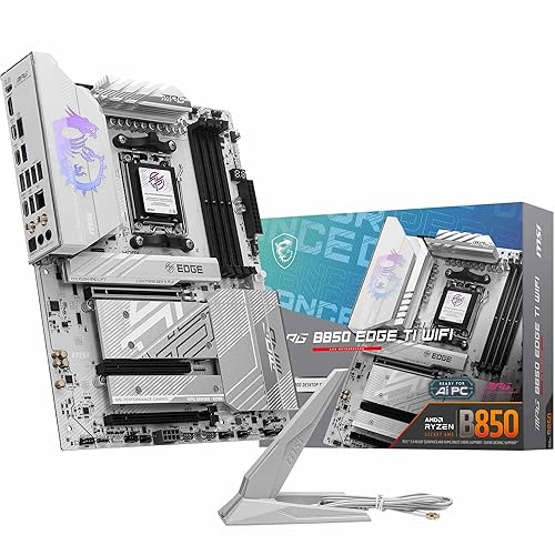MSI MPG B850 Edge TI WiFi Gaming Motherboard (AMD Ryzen 9000/8000/7000 Series Processors, AM5, DDR5, PCIe 4.0, M.2, SATA 6Gb/s, USB 3.2 Gen 2, HDMI/DP, Wi-Fi 6E, Bluetooth 5.3, 2.5Gbps LAN, ATX)