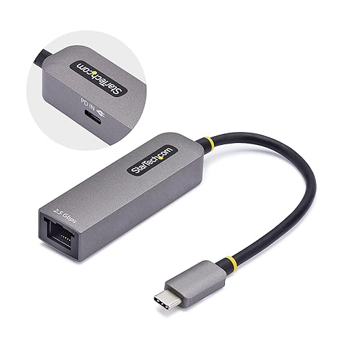 StarTech.com 2.5GbE USB-C to Ethernet Adapter, 100W PD Pass-Through, NBASE-T NIC, USB 3.0 Type-C 2.5G Multi Speed Network