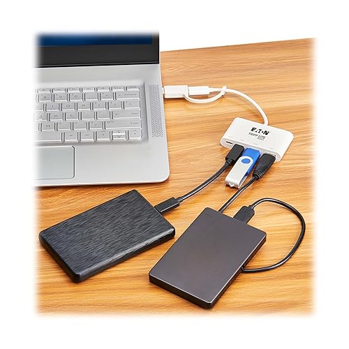 Tripp Lite 4-Port USB-C Hub for Laptop, 2 USB-A & 2 USB-C Ports - USB 3.2 Gen 2 with 10 Gbps Data Transfer, Thunderbolt 3 Compatible, No Software Needed, White, 3-Year Warranty (U460-004-2A2C-3)