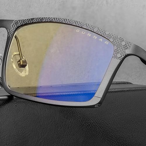Gunnar Unisex's Plaid Blue Light Blocking Glasses, Graphite, 55mm