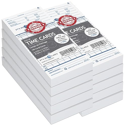 Pyramid 1, 000 Count Time Cards for 2600 and 2650 Time Clocks-French