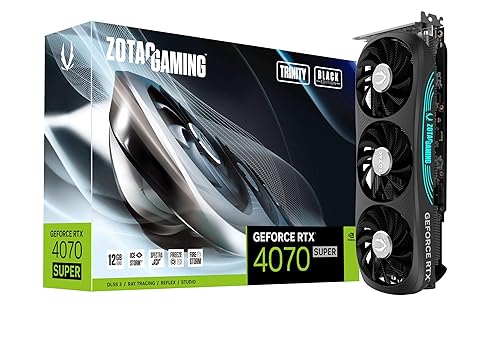 ZOTAC Gaming GeForce RTX 4070 Super Trinity Black Edion DLSS 3 12GB GDDR6X 192-bit 21 Gbps PCIE 4.0 Gaming Graphics Card, IceStorm 2.0 Advanced Cooling, Spectra RGB Lighting, ZT-D40720D-10P