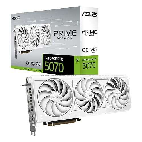 The SFF-Ready ASUS Prime GeForce RTX™ 5070 12GB GDDR7 White OC Edition Graphics Card (PCIe® 5.0, 12GB GDDR7, HDMI®/DP 2.1, 2.5-Slot, Axial-tech Fans, Dual BIOS)