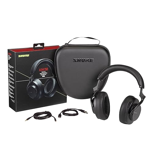 Shure AONIC 50 Gen 2 Wireless Noise Cancelling Headphones, Premium Studio-Quality Sound, Bluetooth 5, Customizable EQ, Comfort Fit Over Ear, 45 Hours Battery Life, Fingertip Controls - Black Black Gen 2