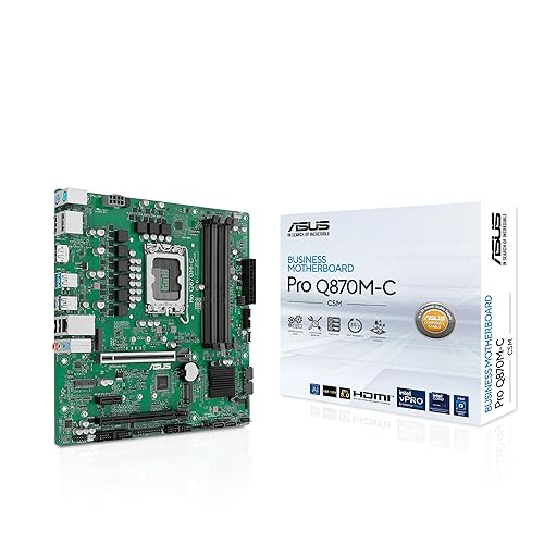 ASUS Pro Q870M-C-CSM Micro-ATX mATX Q870 Business Motherboard with Intel® Core™ Ultra Processors (Series 2) & Intel® vPro Support and Enhanced Security, Reliability and Manageability