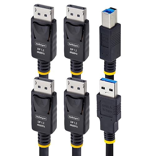 StarTech.com 6ft (1.8m) Dual-DisplayPort and USB 5Gbps KVM Cable, 4K 60Hz, Universal Compatible Combo Cable for KVM Switches