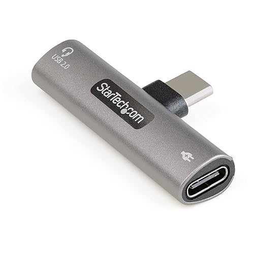 StarTech.com USB C Audio & Charge Adapter - USB-C Audio Adapter w/USB-C Audio Headphone/Headset Port and 60W USB Type-C Power Delivery Pass-Through Charger - for USB-C Phone/Tablet/Laptop (CDP2CAPDM)
