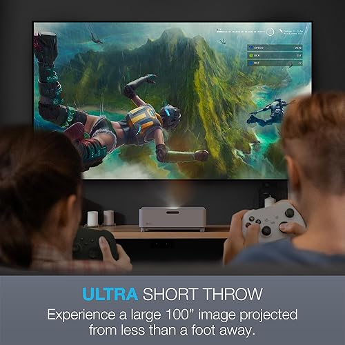 Optoma GT3500HDR Projector with Enhanced Gaming Mode 8ms Input Lag - Ultra Short Throw, 1080p Full HD, 4K HDR Input, 3800 Lumens Brightness, DuraCore Laser, Built-in Speaker, IP6X Dust Resistant Laser, Contrast: 500,000:1