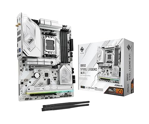 ASRock AMD B850 Steel Legend WiFi 7 Socket AM5 Ryzen 9000, 8000 and 7000 Series DDR5 up to 8000+ (OC) MHz 256GB ATX Motherboard M.2 SATA3 6.0 Gb/s PCIe 5.0 1 HDMI