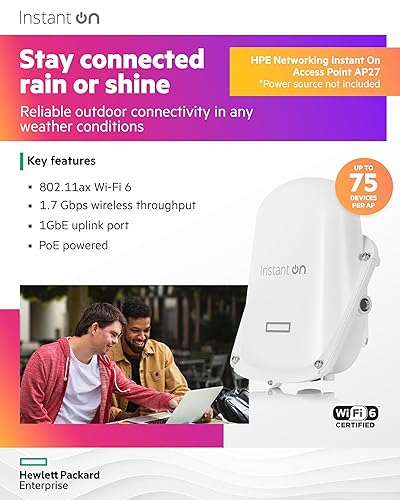 HPE Networking Instant On Access Point AP27 2x2 WiFi 6 Outdoor Wireless Access Point | Power Source Not Included | US Model (S1T36A)