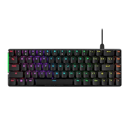 ASUS ROG Falchion Ace 65% RGB Compact Gaming Mechanical Keyboard, Lubed ROG NX Brown Switches & Switch Stabilizers, Sound-Dampening Foam, PBT Keycaps, Wired with KVM, Three Angles, Cover Case-Black