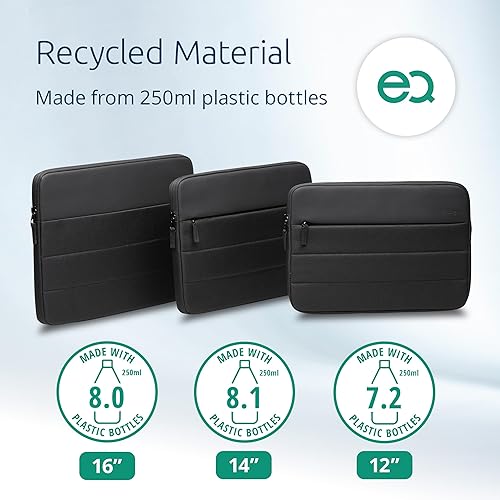 Kensington EQ 16 Laptop Sleeve - Protective with Internal Padded Compartment to Protect Your Laptop or Tablet, Made from 60% Post-Consumer Recycled Polyester - for Devices Up to 16 (K60395WW)