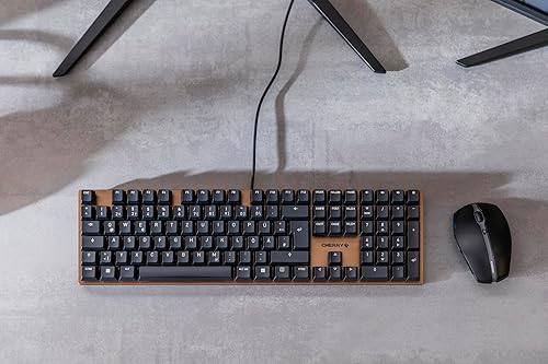 Cherry KC 200 MX Mechanical Office Keyboard with New MX2A switches. Modern Design with Metal Plate Frame. (Bronze W/MX2A Silent Red Switch)