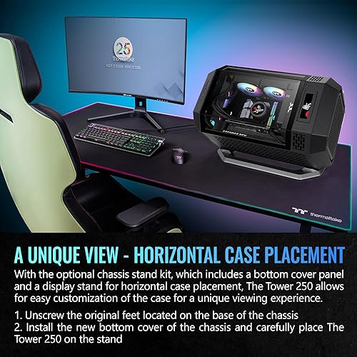 Thermaltake Tower 250 Black Mini-ITX Mini Tower; 2x120mm CT Fans Included; 360mm Radiator Support; 360mm GPU Clearance; Dual Chamber; CA-1Z9-00S1WN-00