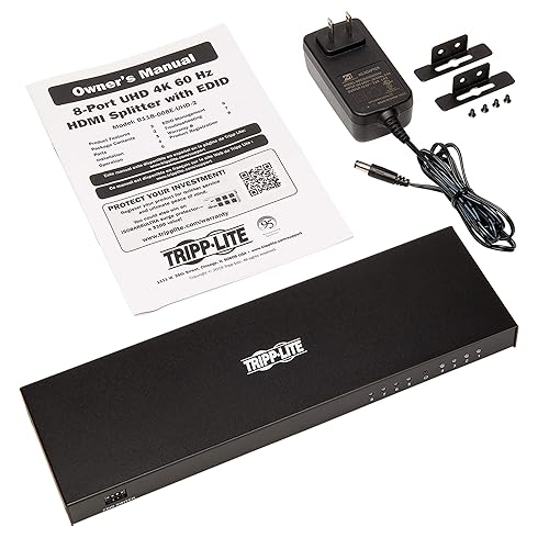 Tripp Lite HDMI Splitter, 8 Port 1 in 8 Out Splitter, 8 Display Compatible, 4K @ 60 Hz, HDCP 2.2, EDID Management (B118-008E-UHD-2)