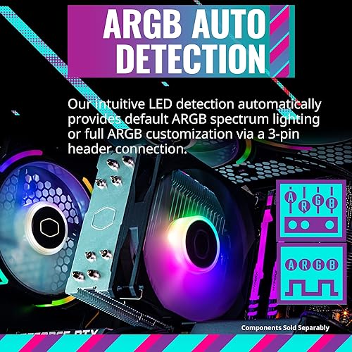 Cooler Master Hyper 212 Spectrum V3 CPU Air Cooler, ARGB Sync, 120mm PWM Fan, 4 Copper Direct Contact Heat Pipes, 152mm Tall, AMD Ryzen AM5/AM4, Intel LGA1700/1200 (RR-S4NA-17PA-R1)