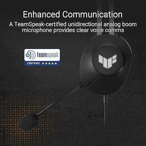 ASUS TUF Gaming H1 Gen II Wired USB-A Gaming Headset with Mic – 40mm Drivers, Virtual 7.1 Surround Sound, TeamSpeak-Certified Mic, Ergonomic, Lightweight, Removeable Ear Cushions, for PC, PS5, PS4