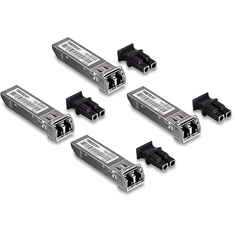 TRENDnet SFP Multi-Mode LC Module 4-Pack, TEG-MGBSX/4, Transmission Up to 550m (1804 Ft), Mini-GBIC, Hot Pluggable, IEEE 802.3z Gigabit Ethernet, Supports Up to 1.25 Gbps, Lifetime Protection 4 Pack
