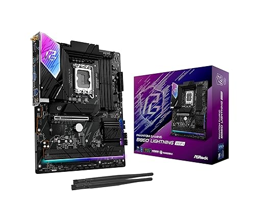 ASRock Phantom Gaming B860 Lightning WiFi 6E Intel Core Ultra LGA1851 DDR5 8933 MHz 256GB M.2 ATX Motherboard Thunderbolt SATA3 6.0 Gb/s PCIe 5.0