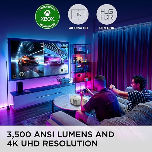 ViewSonic LX700-4K UHD 3500 Lumens Laser Projector Designed for Xbox with 4.2ms Response Time, 240Hz Refresh Rate, 1.36x Optical Zoom, Dual HDMI, and HDR/HLD Support