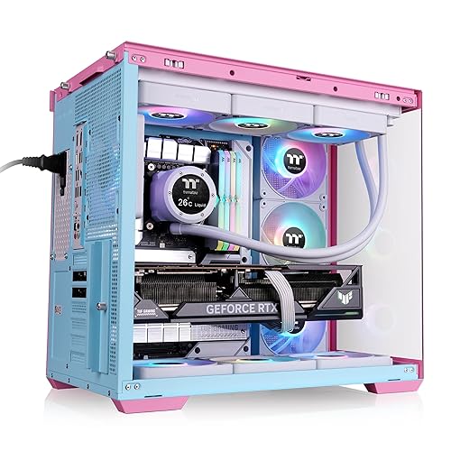 Thermaltake View 380 TG ARGB Mid Tower Chassis; 4x120mm ARGB Lite Fans Included; 360mm Radiator Support; 415mm GPU Clearance; Hidden Connector Support; Bubble Pink; CA-1Z2-00MAWN-00