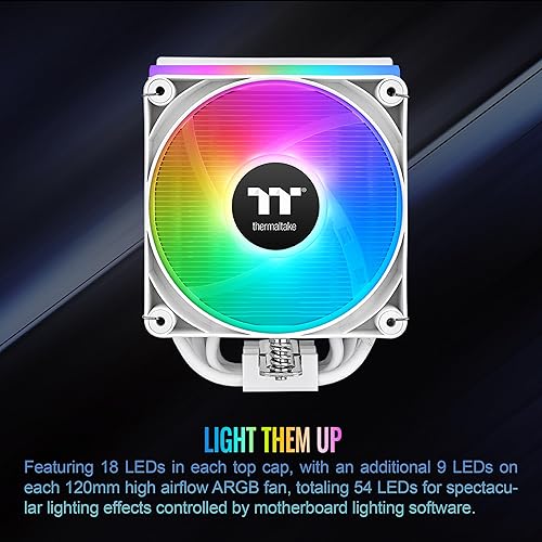 Thermaltake ASTRIA 400 ARGB CPU Cooler; 6 Copper Heat Pipes; 120mm PWM Fan; 500~1800RPM; Single Tower; Intel/AMD; 230W TDP; White; CL-P138-CA12SW-A