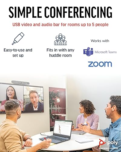 Poly (Plantronics + Polycom) Studio R30 4K Video Conference System (Plantronics) - Camera, Mic, Presenter Tracking, NoiseBlockAI, Framing Plug & Play Works w/Teams, Zoom More, Black USB Video Bar Small Room