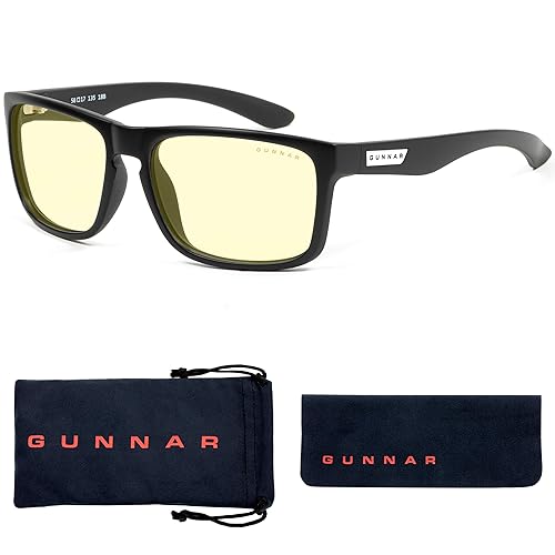 Gunnar Gaming and Computer Eyewear - Intercept - Reading Strength + 1.0, Frame Colour: Onyx, Lens Tint: Amber (Blocks 65% Blue Light & 100% UV Light)- Blue Light Blocking Glasses - Patented lens, Onyx Frame, One Size
