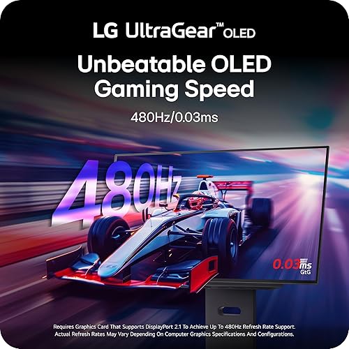 LG Ultragear™ 27 OLED 480Hz Gaming Monitor, QHD (2560x1440) OLED Display / 480Hz Refresh Rate / 0.03ms (GtG) Response time/NVIDIA® G-SYNC® Compatible/AMD FreeSync™ Premium Pro