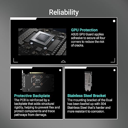 ASUS Dual Radeon™ RX 9060 XT 8GB GDDR6 Graphics Card (PCIe 5.0, HDMI 2.1b, DisplayPort 2.1a, 2.5-Slot Design, Axial-tech Fan Design, 0dB Technology, and More) Dual Fans RX9060XT|8GB